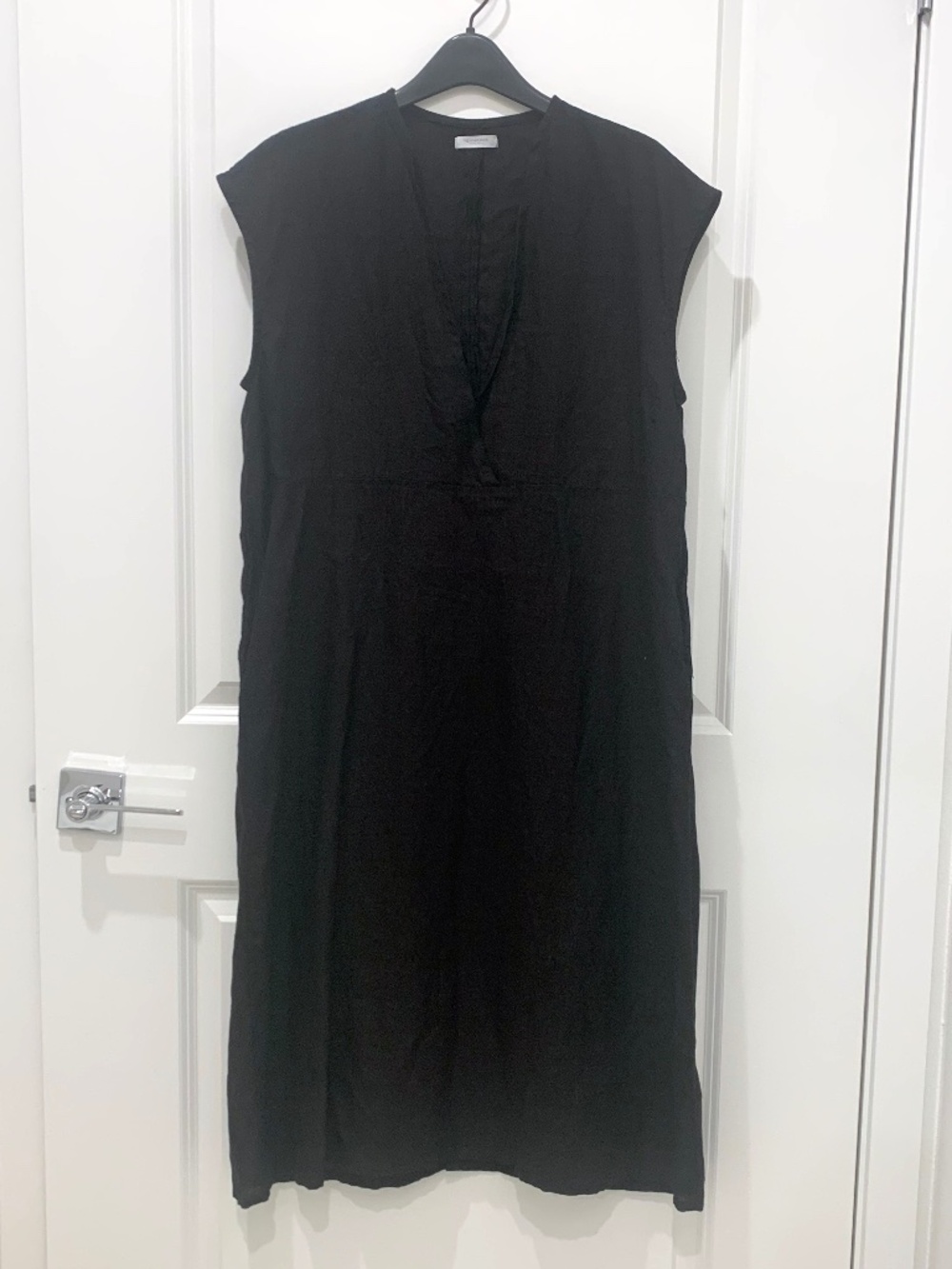 Fog Linen Work Sleeveless Midi Black Dress XS